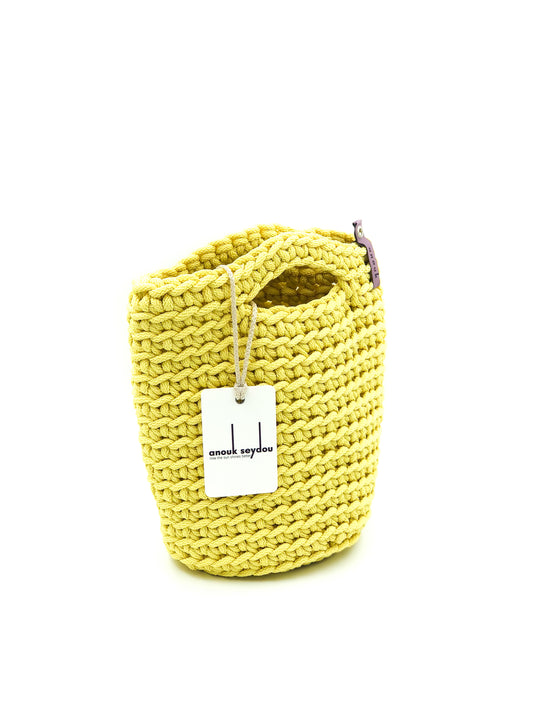 Tote Bag Scandinavian Style Crochet Tote Bag Size MINI Bright Yellow
