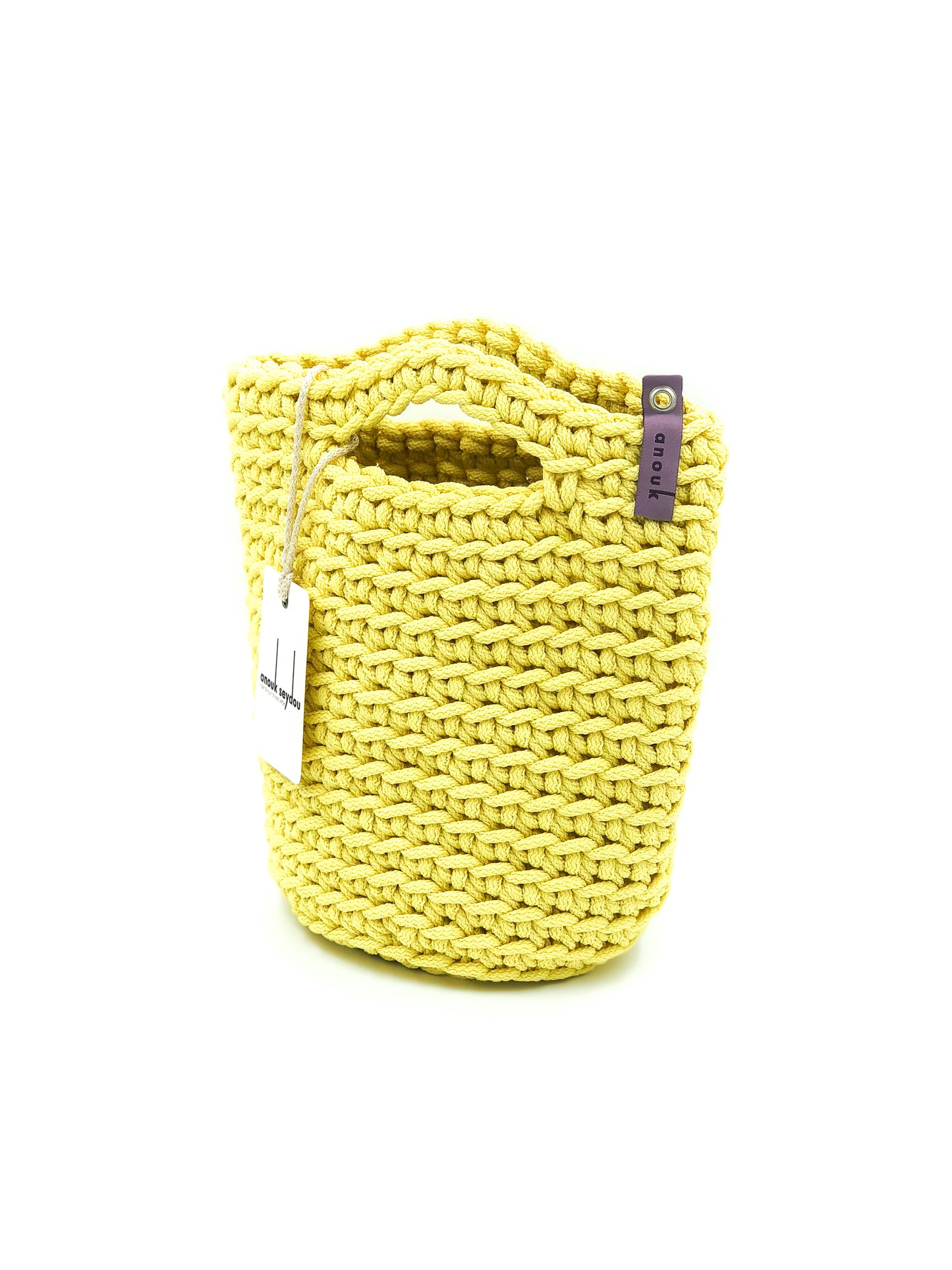 Tote Bag Scandinavian Style Crochet Tote Bag Size MINI Bright Yellow