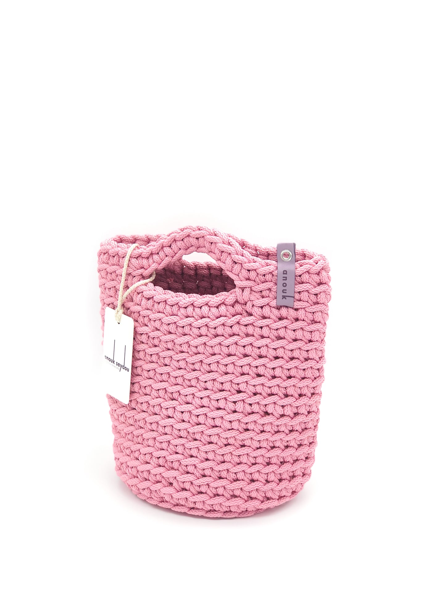 Tote Bag Scandinavian Style Crochet Tote Bag Size MINI Cherry Pink