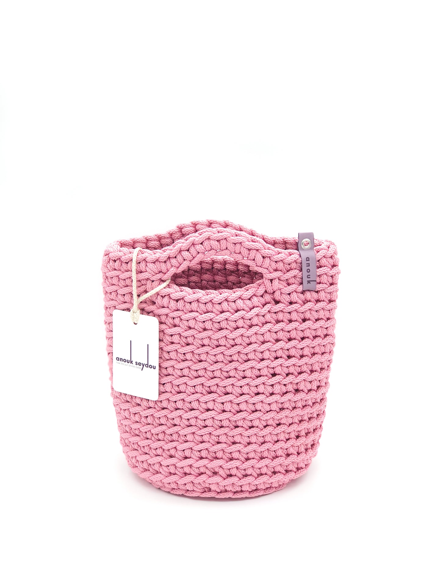 Tote Bag Scandinavian Style Crochet Tote Bag Size MINI Cherry Pink