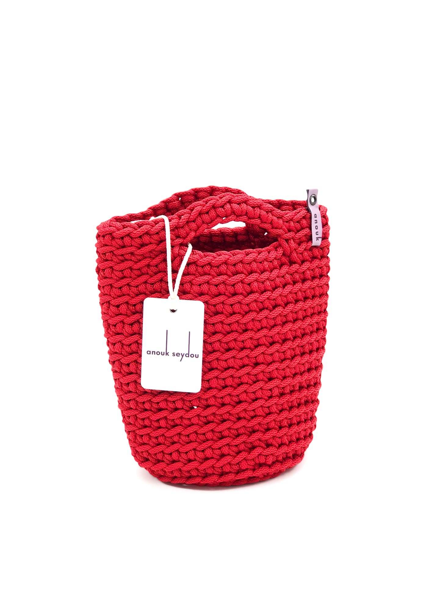 Tote Bag Scandinavian Style Crochet Tote Bag  Size MINI Classic Red