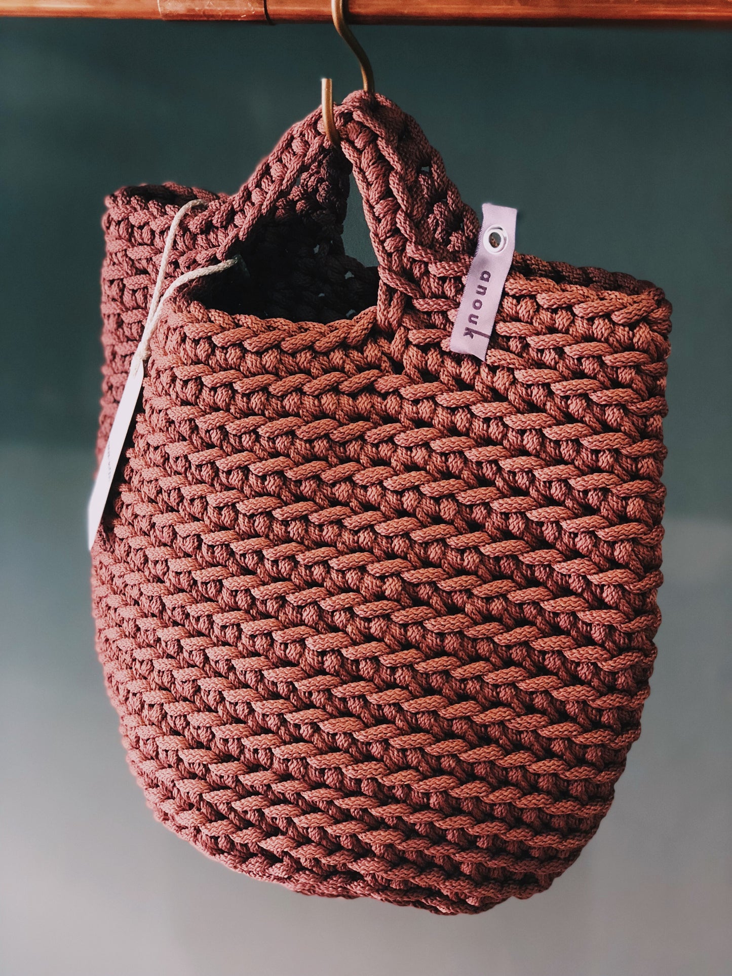 Scandinavian Style Short Handles Handmade Tote Bags Dusty Rose