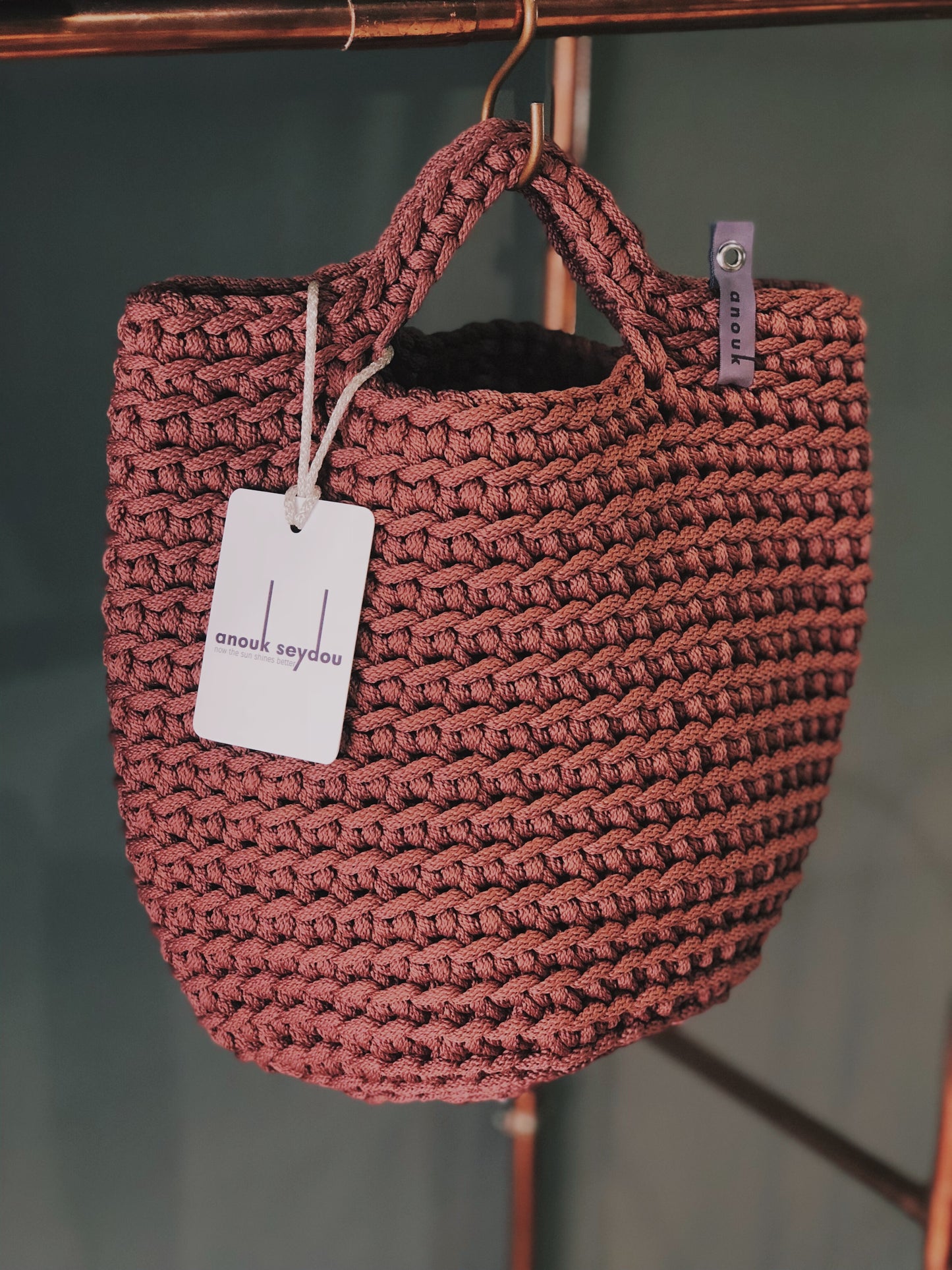 Scandinavian Style Short Handles Handmade Tote Bags Dusty Rose