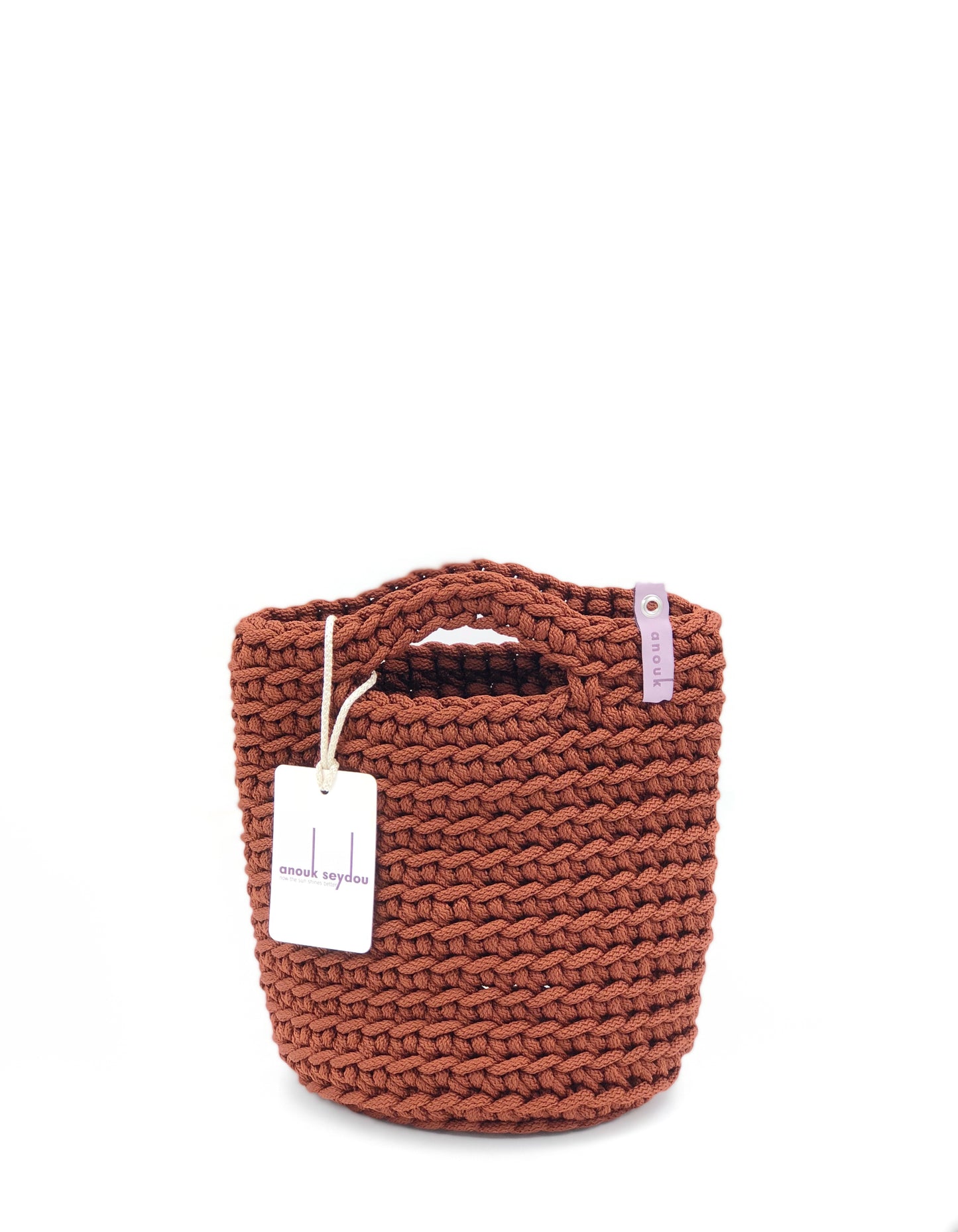 Tote Bag Scandinavian Style Crochet Tote Bag Size MINI Dark Peach