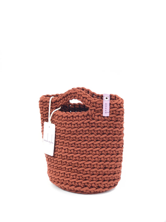 Tote Bag Scandinavian Style Crochet Tote Bag Size MINI Dark Peach