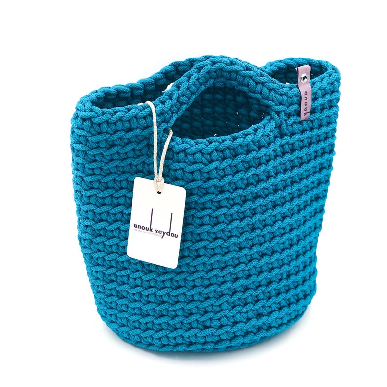 Scandinavian Style Handmade Short Handles Crochet Tote Bag