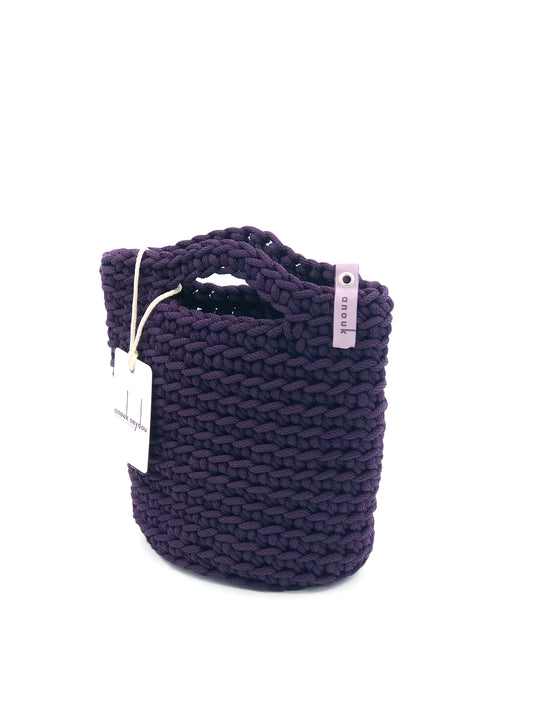 Tote Bag Scandinavian Style Crochet Tote Bag Size MINI Dark Peach Deep Violet