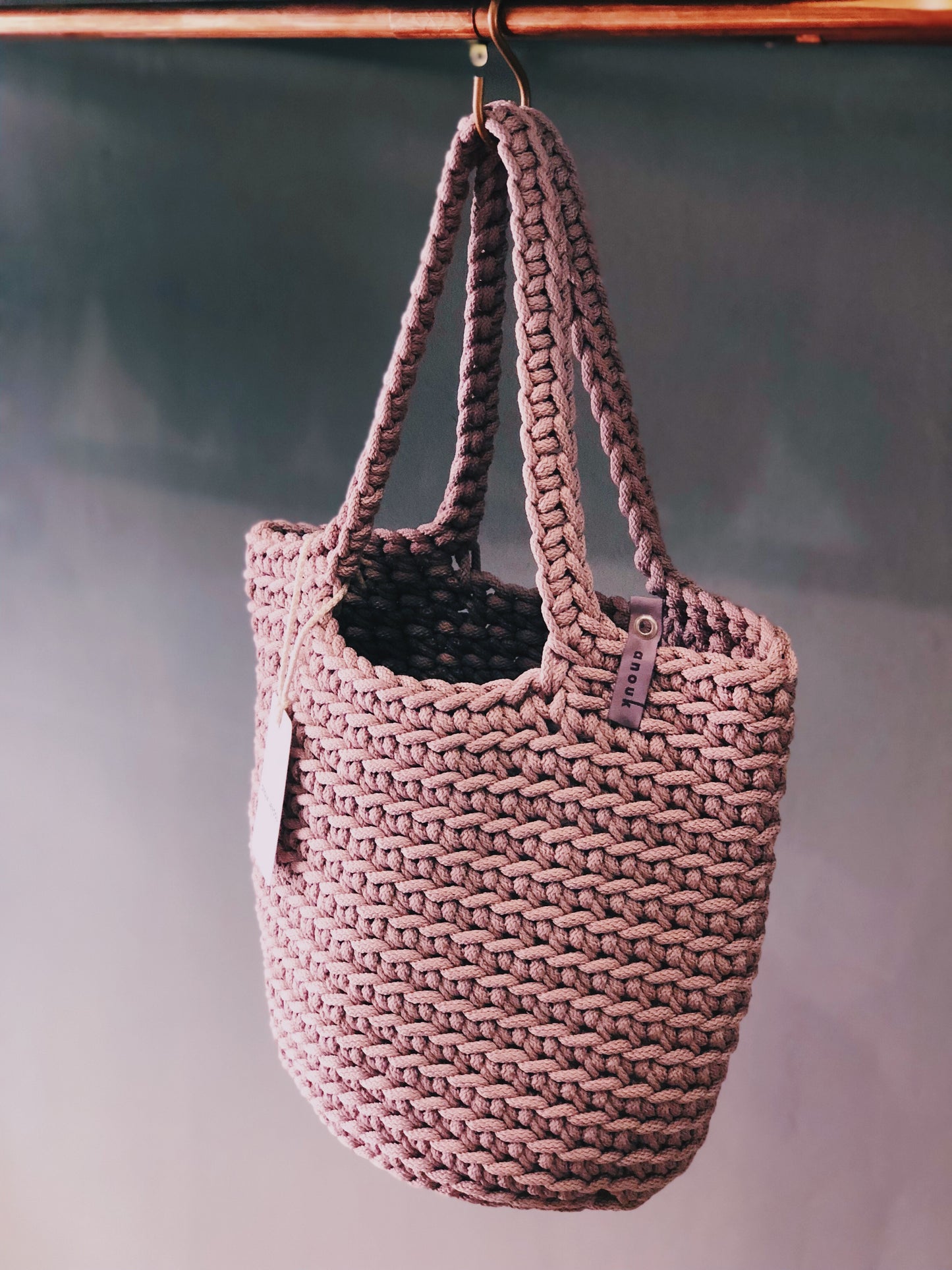 Scandinavian Style Tote Bag Long Handle Dusty Lavender
