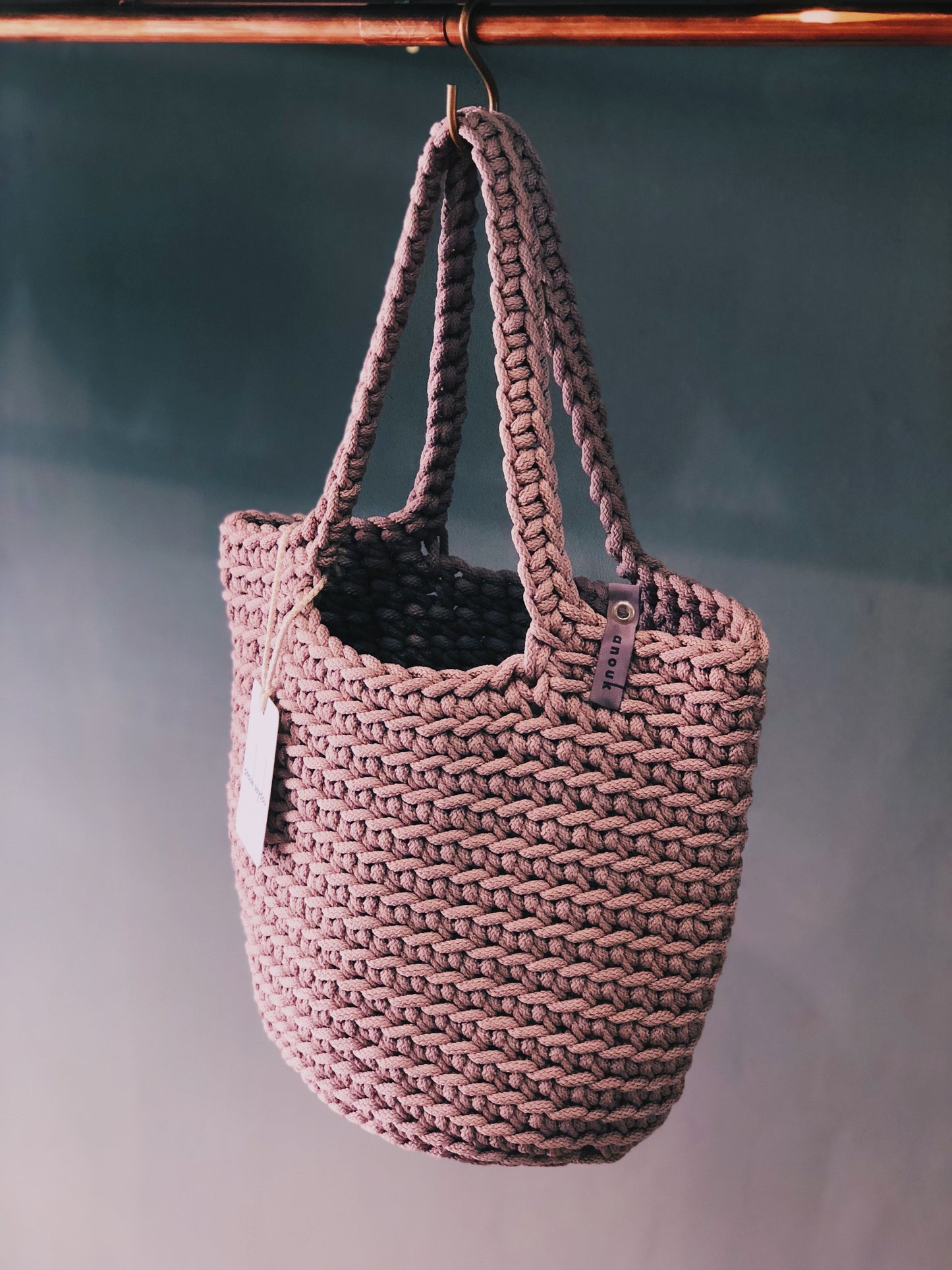 Scandinavian Style Tote Bag Long Handle Dusty Lavender
