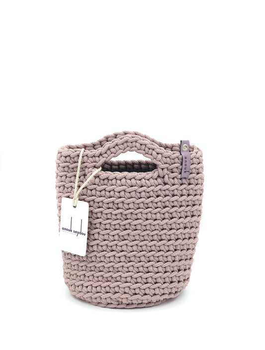 Tote Bag Scandinavian Style Dusty Lavender Crochet Tote Bag  Size MINI