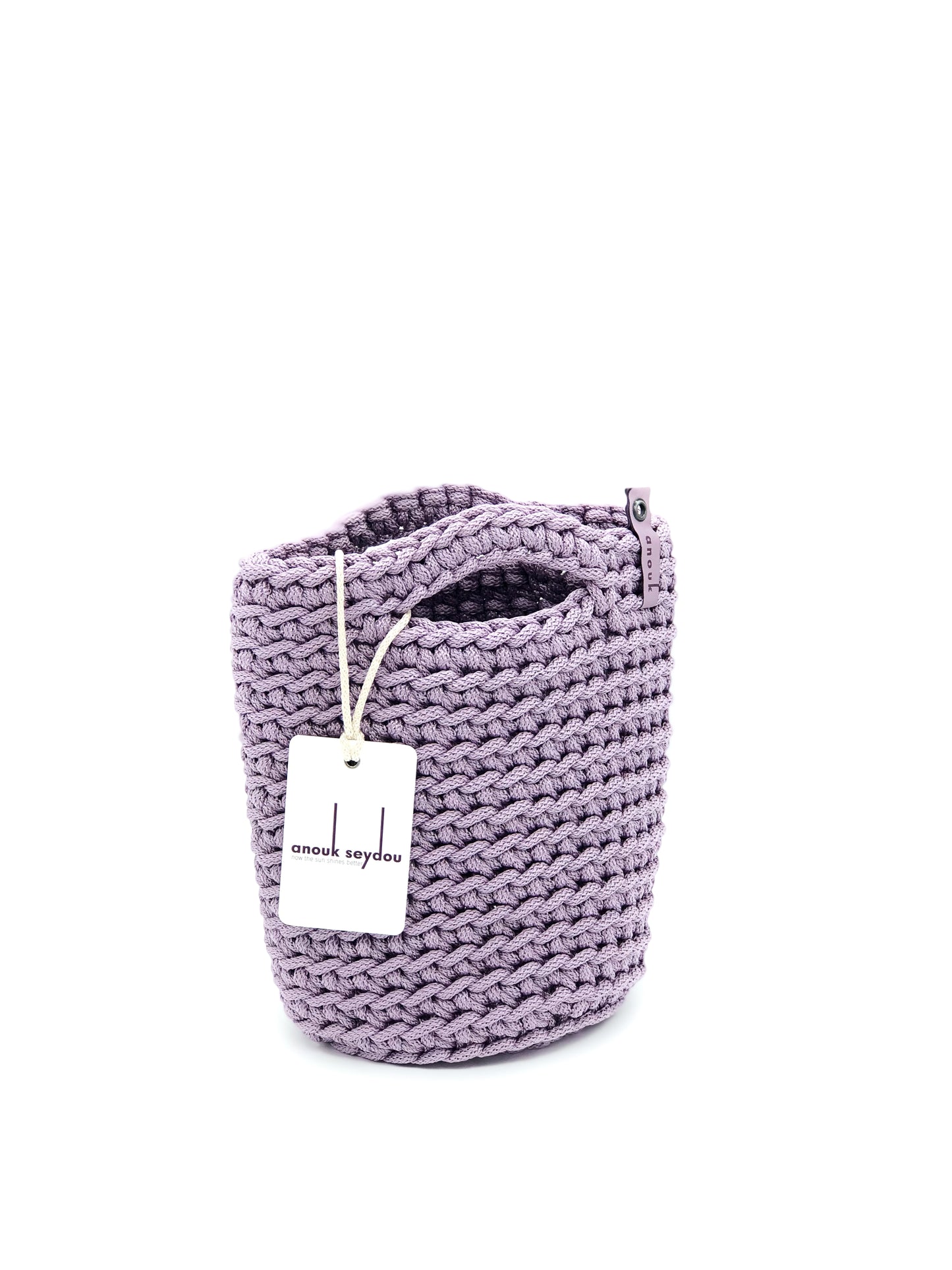 Tote Bag Scandinavian Style  Glossy Lilac Crochet Tote Bag Size MINI