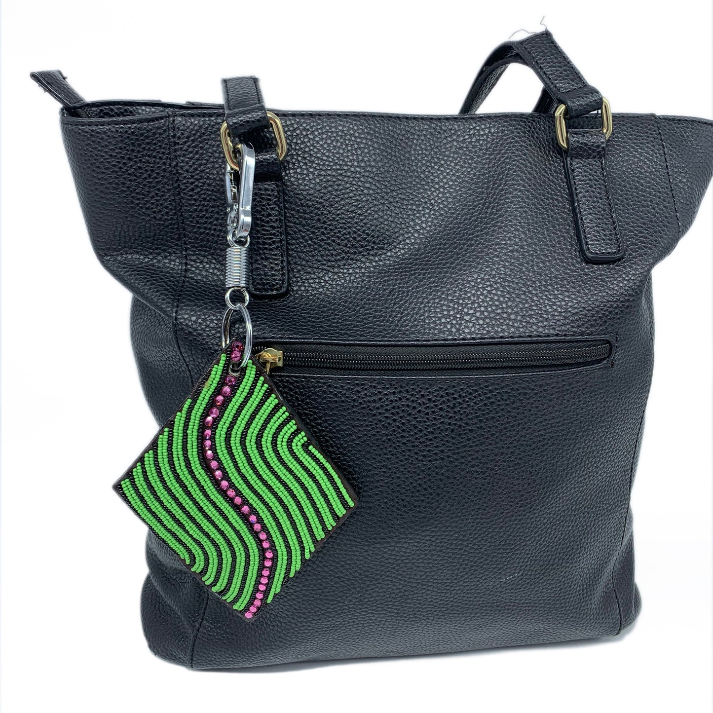 Handbag Charm, handbag Accessories/ Key Chain/ Leather/ Beaded/ Handmade-The Jewel