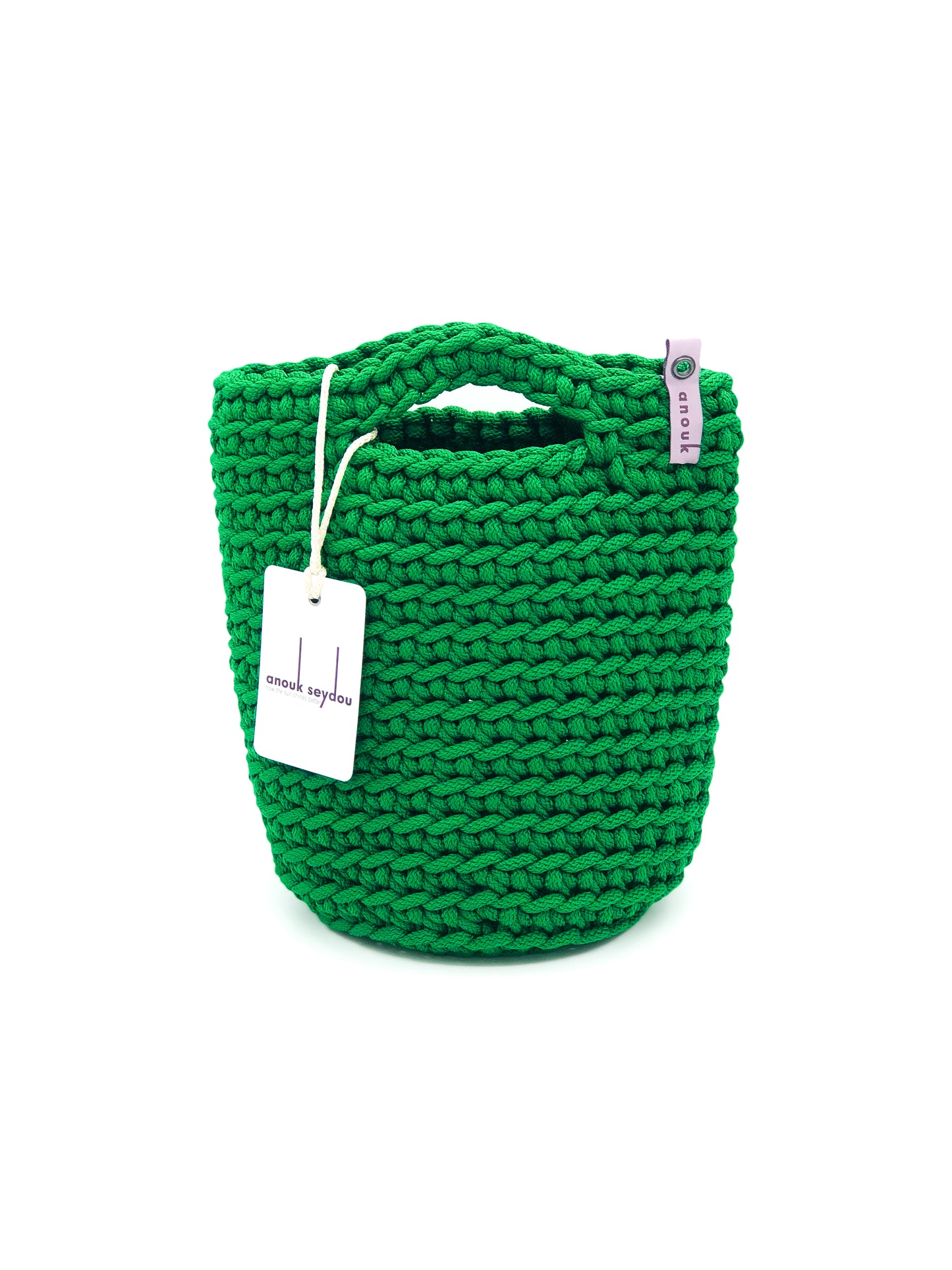 Tote Bag Scandinavian Style Kelly Green Crochet Tote Bag Size MINI
