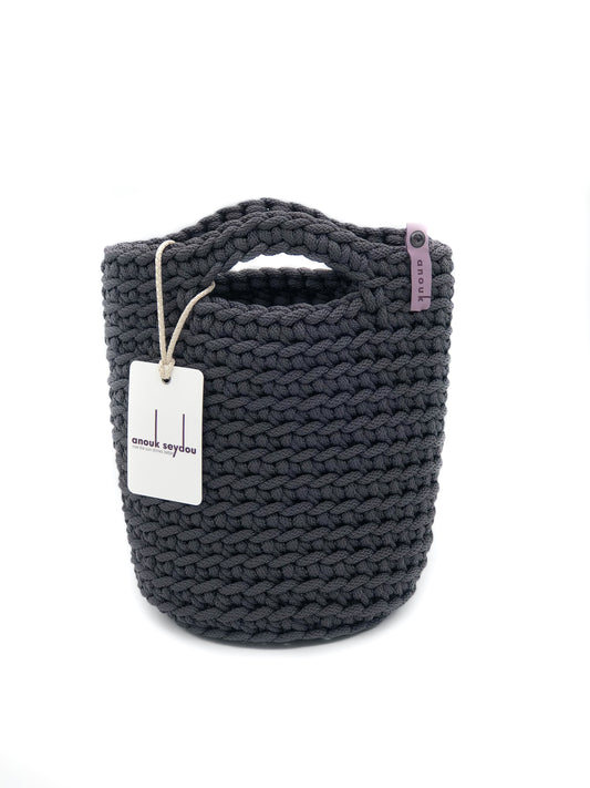 Tote Bag Scandinavian Style Matte Gray Crochet Tote Bag Size MINI