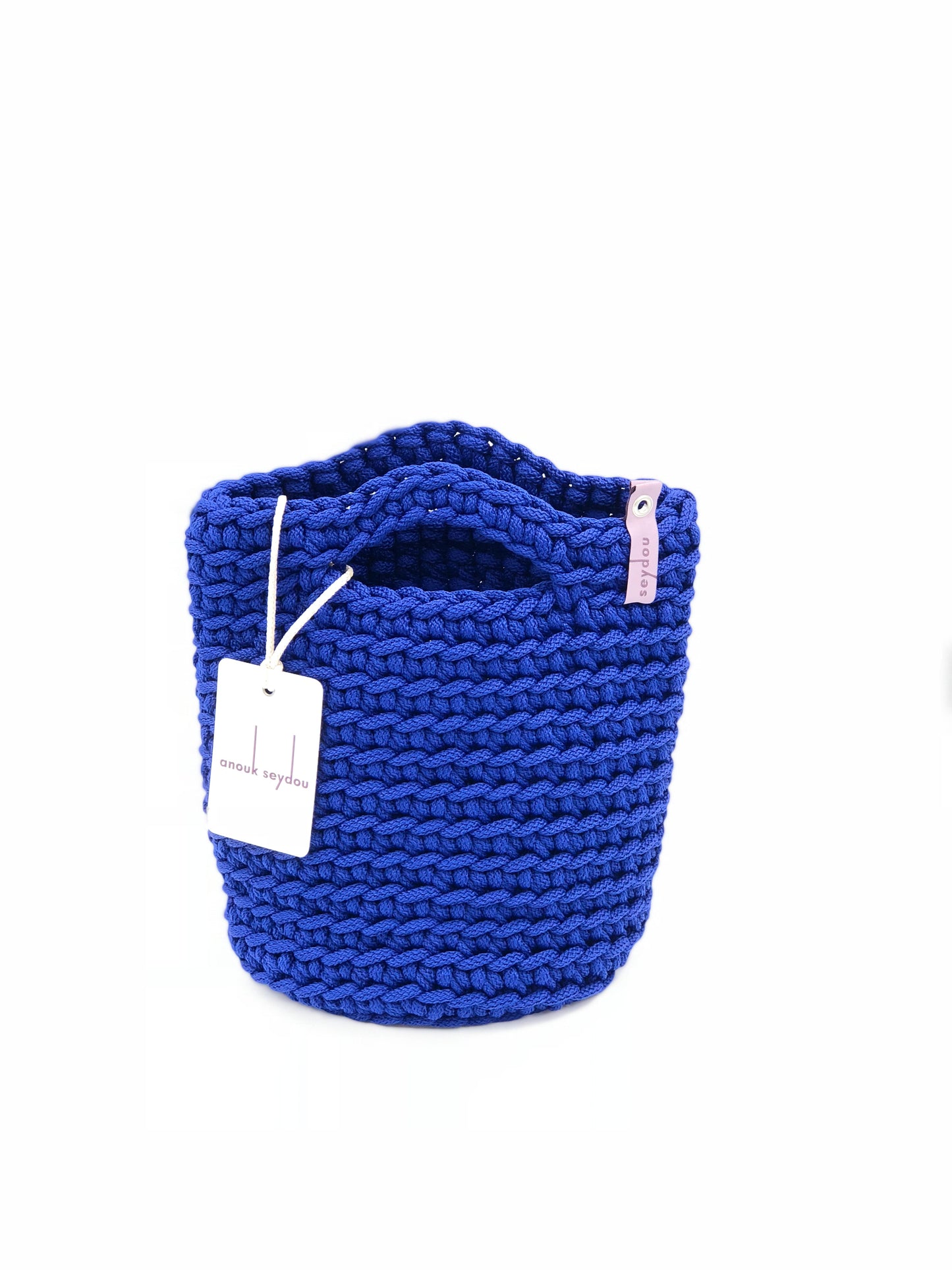 Tote Bag Scandinavian Style Midnight Blue Crochet Tote Bag Size MINI