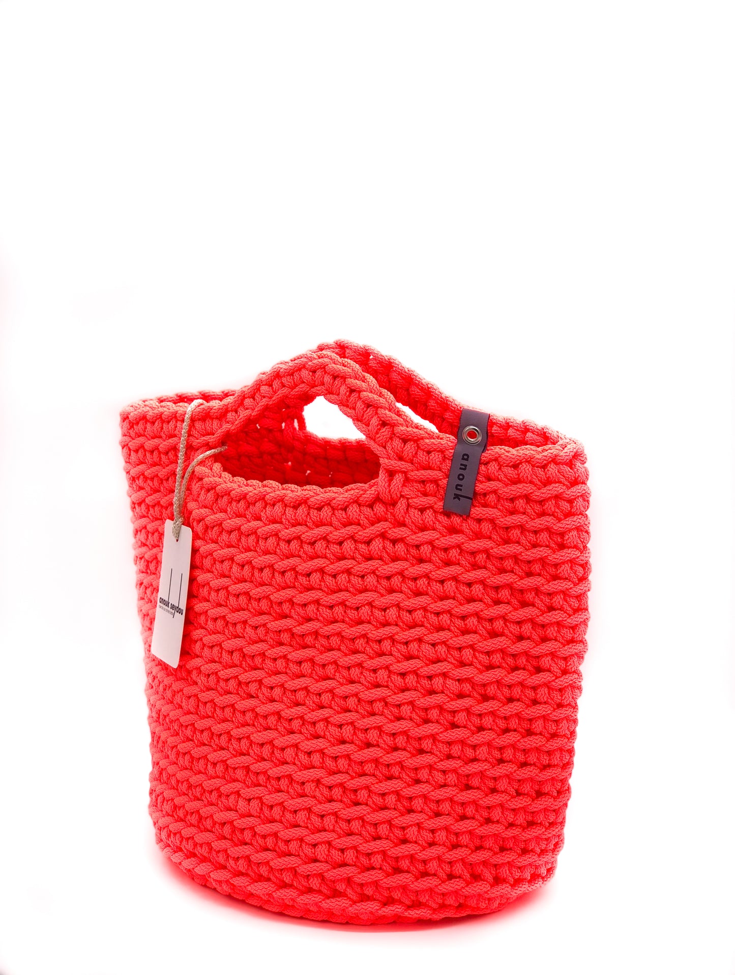 Scandinavian Style Crochet Tote Bag Handmade Neon Pink