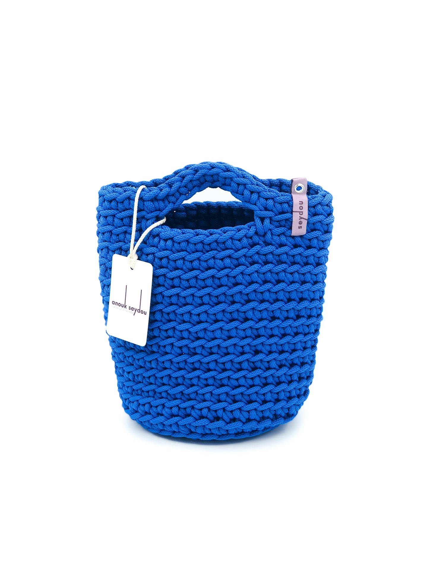 Tote Bag Scandinavian Style Ocean Blue Crochet Size MINI