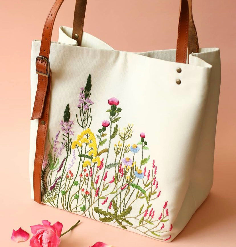 Embroidered  Tote Handbag