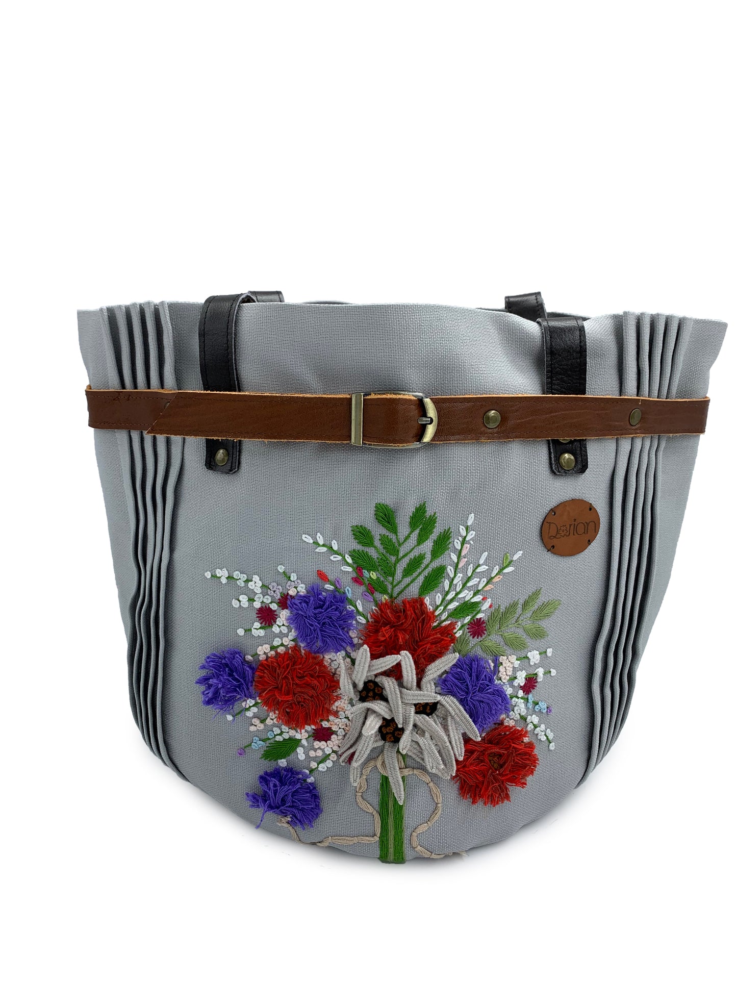 Embroidered  Bucket Handbag
