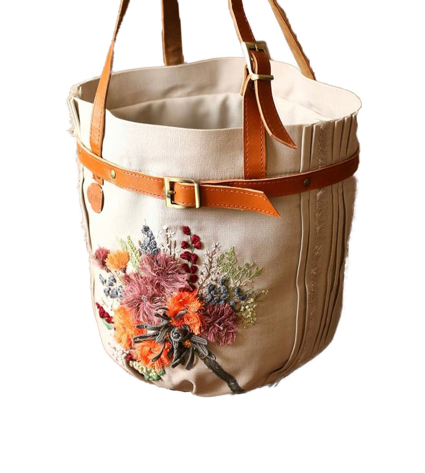 Embroidered  Bucket Tote Bag