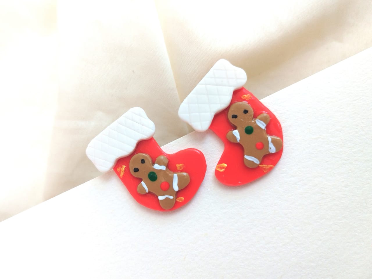 Ira Holiday Studs | snowflake mocha latte coffee cup tree gingerbread man candy cane knit mitten holly leaf Bow polymer clay Christmas earrings  Etsy’s Pick