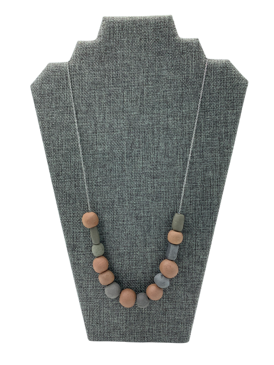 Monochrome Chunky Terracotta Beads Necklace