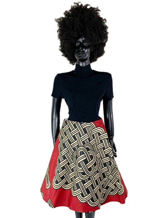 Wrapover African Wax Skirt