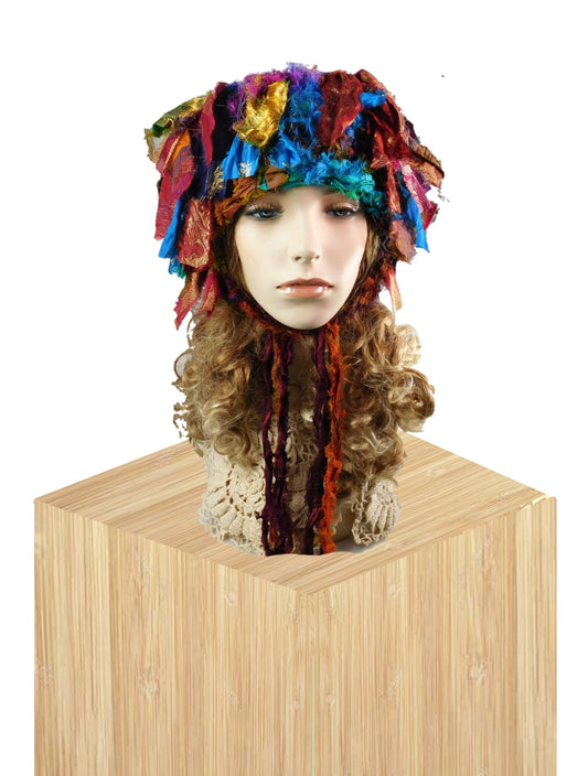 100% Handmade felted hat  made with recycled materials