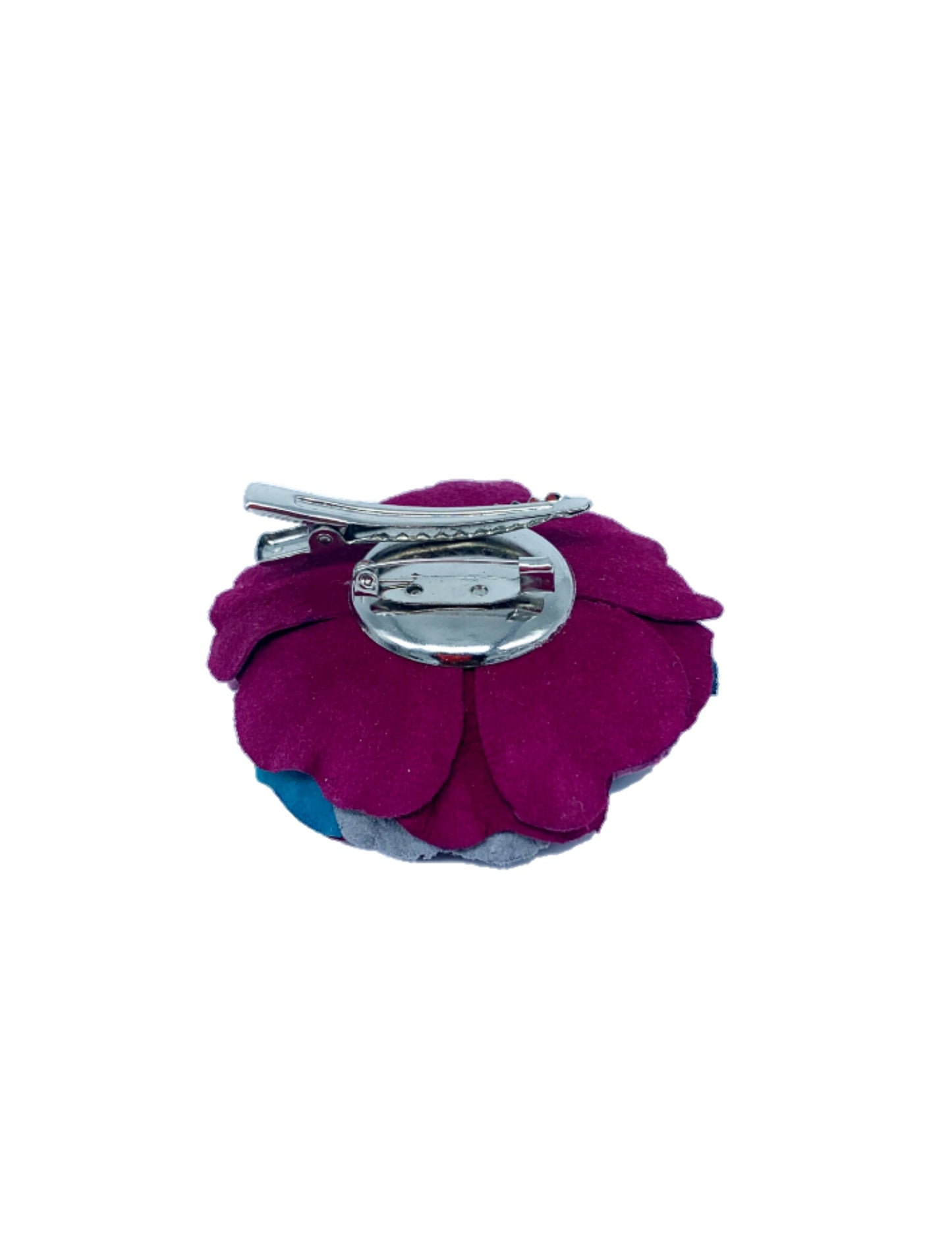 2 in 1 Leather flower brooch and hair pin combination