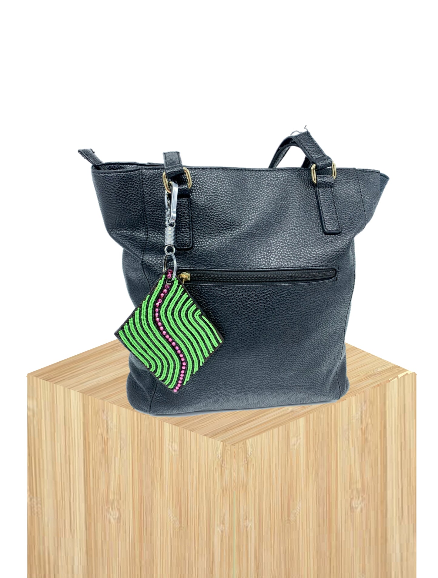 Handbag Charm, handbag Accessories/ Key Chain/ Leather/ Beaded/ Handmade-The Jewel