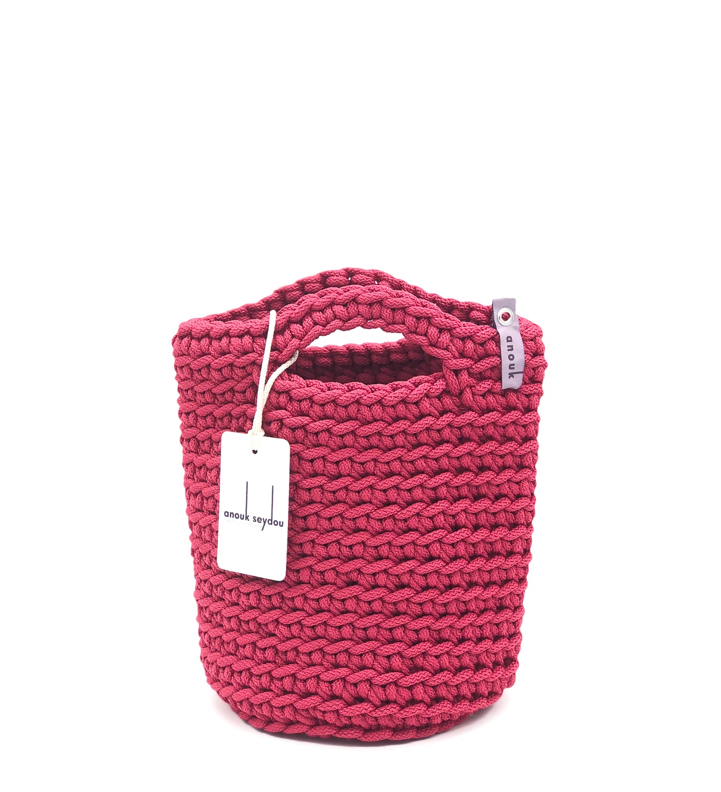 Tote Bag Scandinavian Style Raspberry Kiss Crochet Size MINI