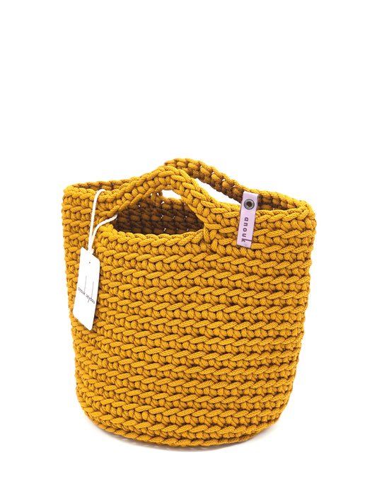 Scandinavian Handmade Crochet Tote Bag with Short Hands Rusty