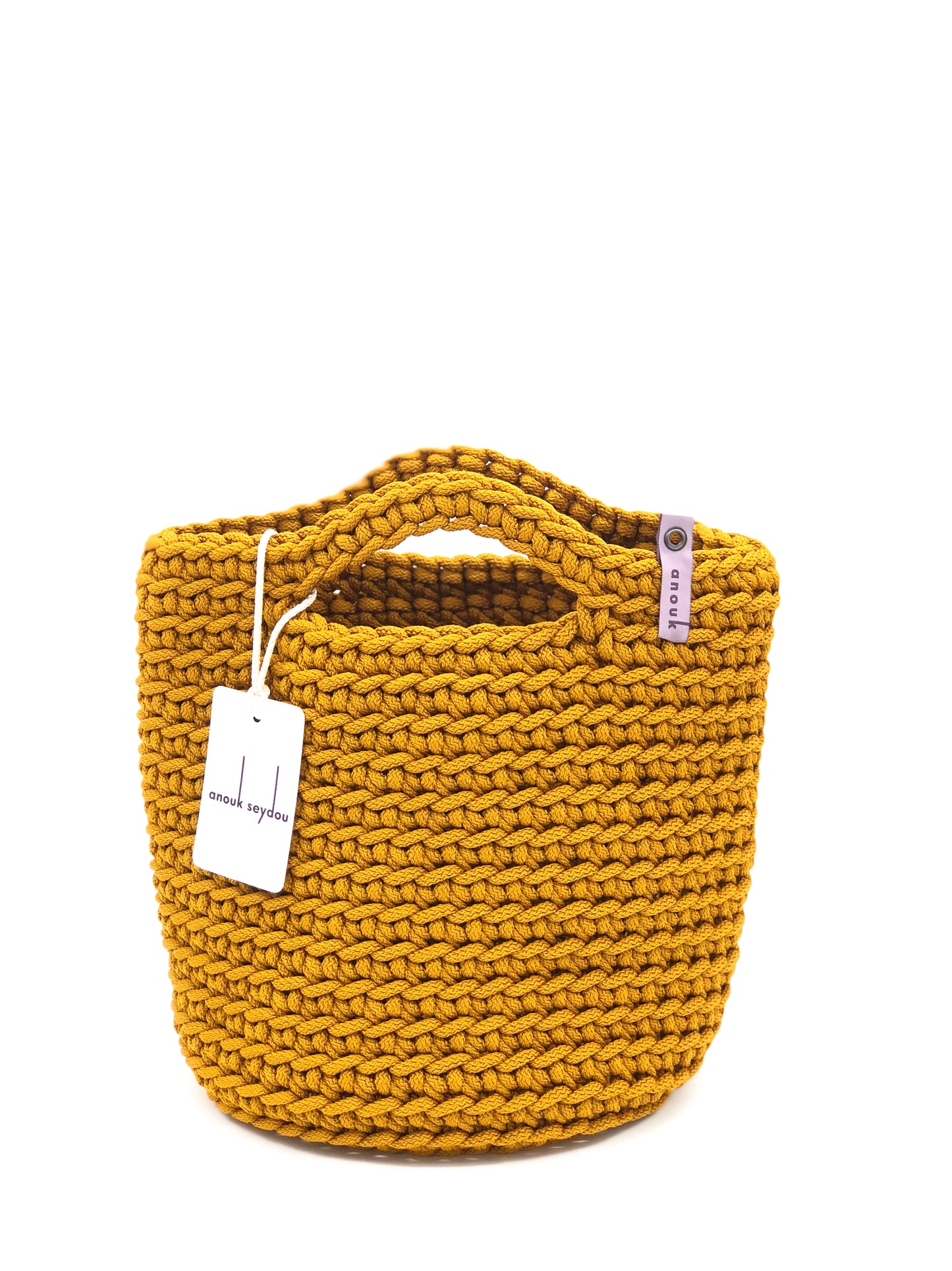 Scandinavian Handmade Crochet Tote Bag with Short Hands Rusty