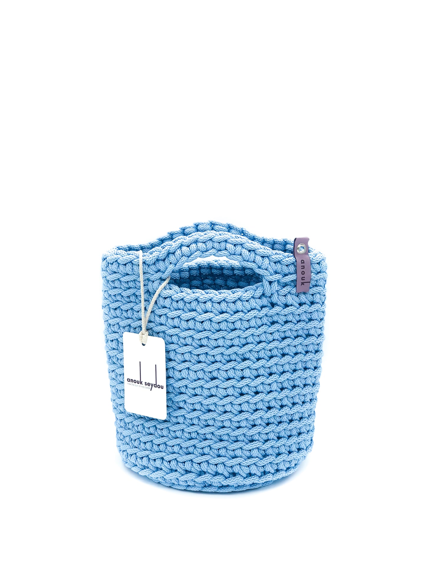 Tote Bag Scandinavian Style Sky Blue Crochet Size MINI