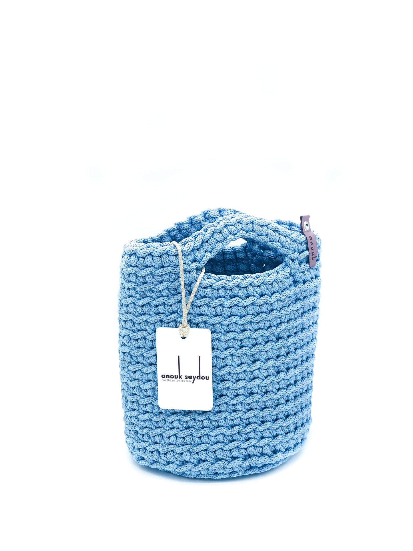 Tote Bag Scandinavian Style Sky Blue Crochet Size MINI