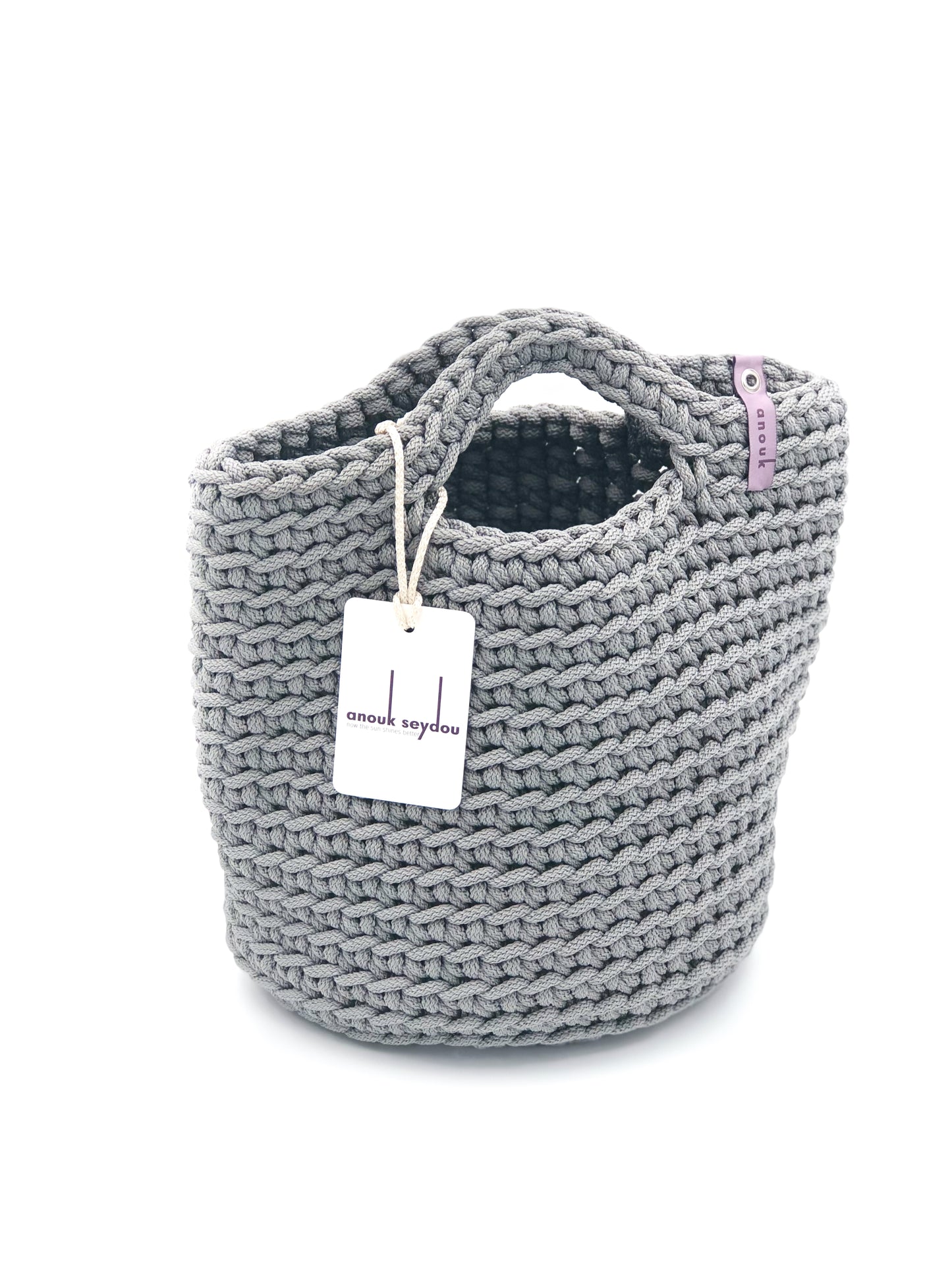 Scandinavian Style Handmade Crochet Tote Bag Stone Gray