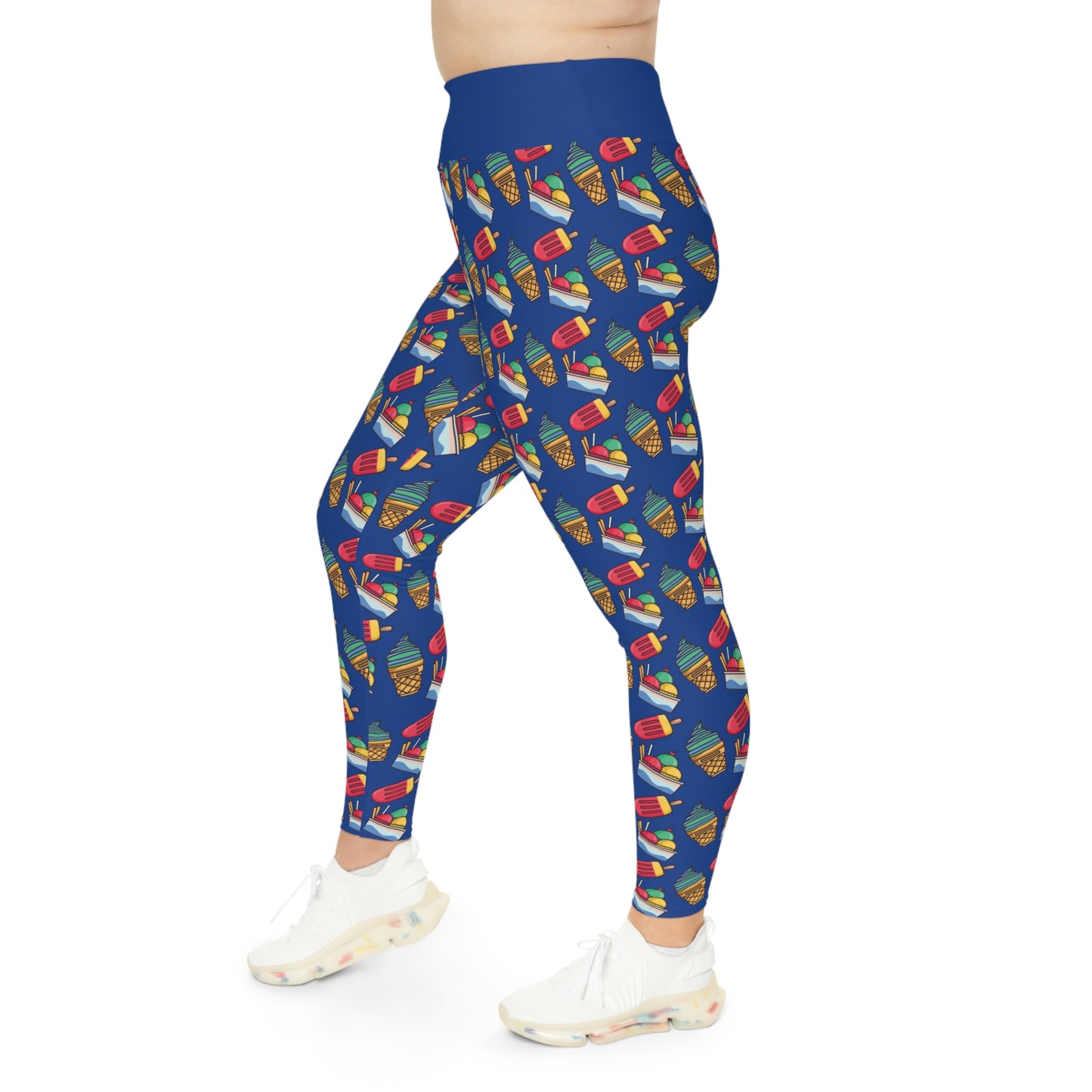 Ice Cream Scoop Cute Summer Plus Size Leggings, One of a Kind Gift - Workout Activewear tights for Mothers Day, Girlfriend