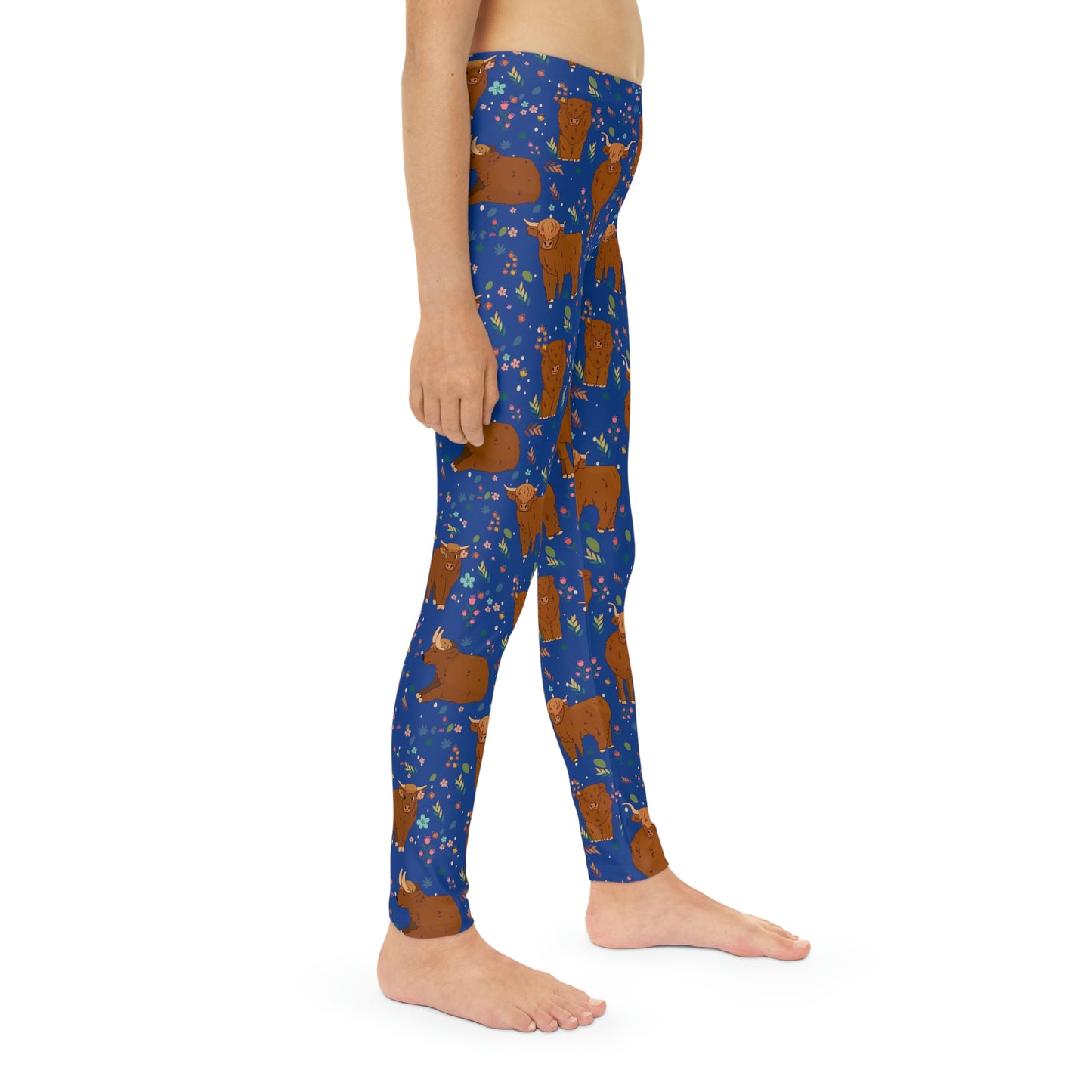 Highland Cows Cute  Farm Animal Kingdom Youth Leggings, One of a Kind Gift - Workout Activewear tights for kids, Granddaughter, Niece Christmas Gift