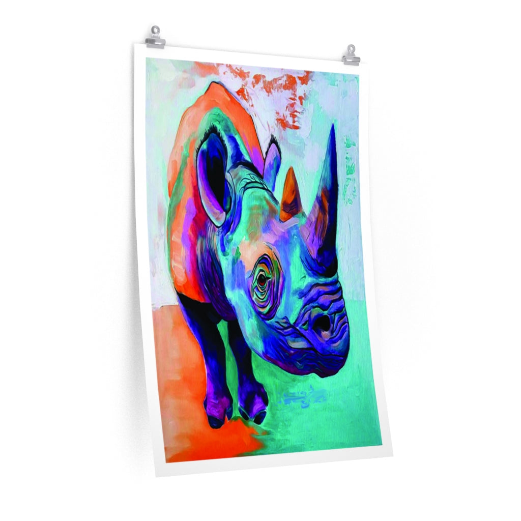 Rhino Watercolor Premium Matte vertical posters print
