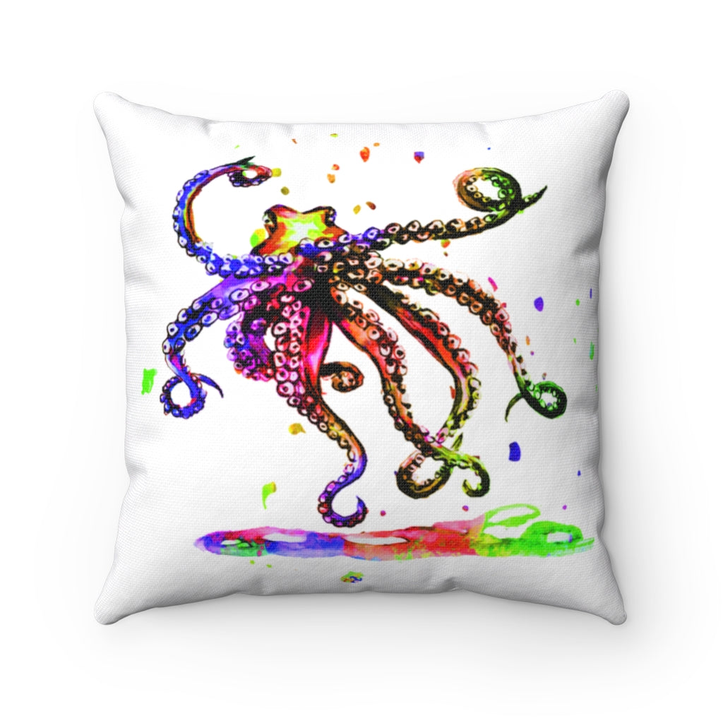 Octopus watercolor Spun Polyester Square Pillow
