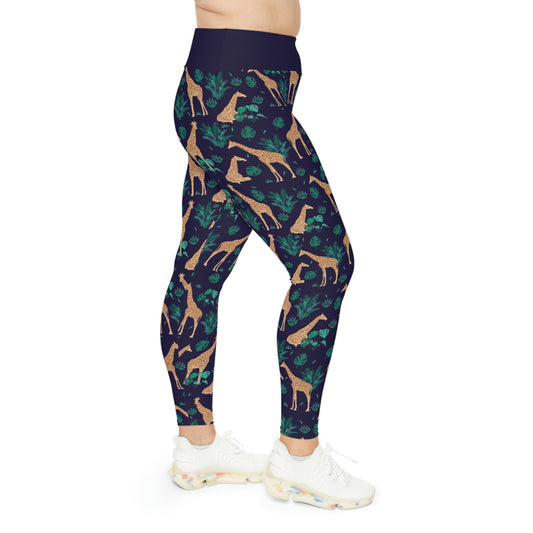 Giraffe Safari Plus Size Leggings One of a Kind  Unique Workout Activewear tights for Mom fitness, Mothers Day, Girlfriend Christmas Gift