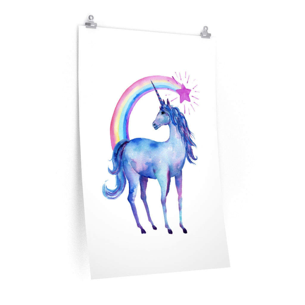 Unicorn with Rainbow Premium Matte vertical posters