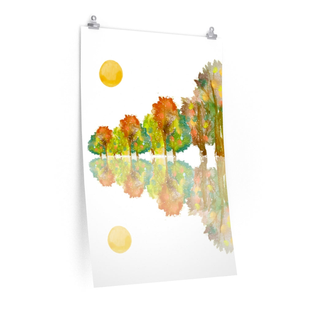 Winter, Trees and shadows Premium Matte vertical posters