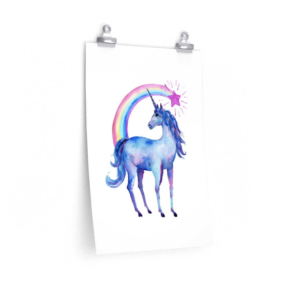 Unicorn with Rainbow Premium Matte vertical posters