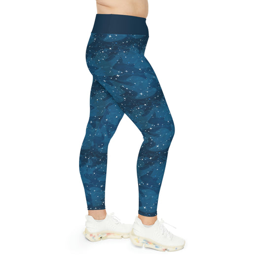 Dolphin, Ocean Beach Plus Size Leggings, One of a Kind Gift - Unique Workout Activewear tights forWife fitness, Mother, Girlfriend Christmas Gift