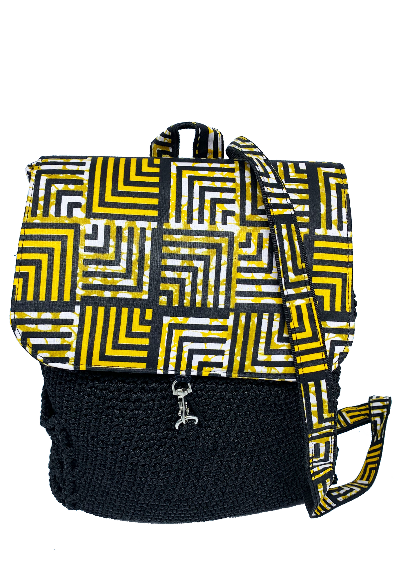 Cute Crochet Backpack with Ankara African Fabric - Weekend Bag for Mom. Boho Tote or Cross Body Duffle , Daughter Birthday, Back to School Gift