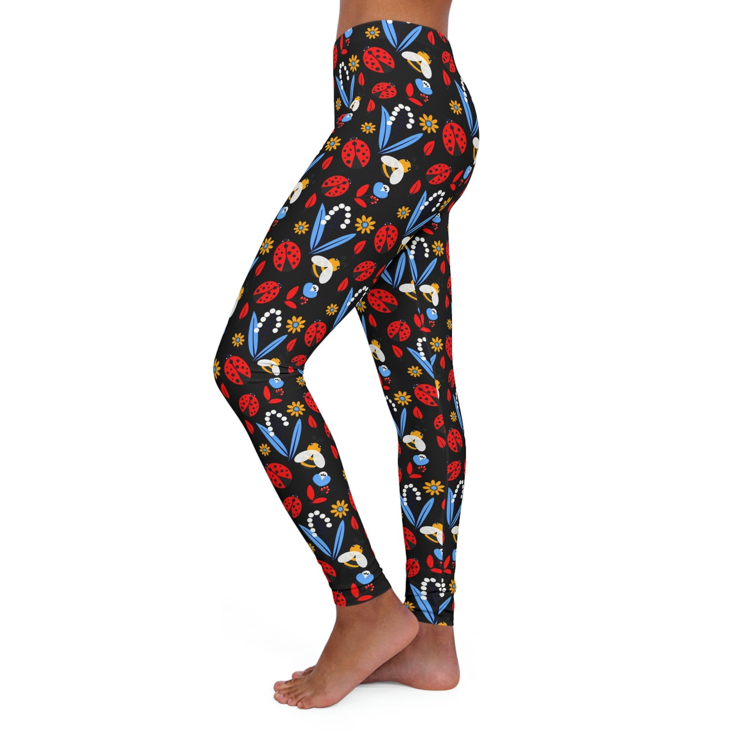Ladybugs Cute Summer Women Leggings, One of a Kind Gift - Unique Workout Activewear tights for Wife, Girlfriend, Mothers Day Gift