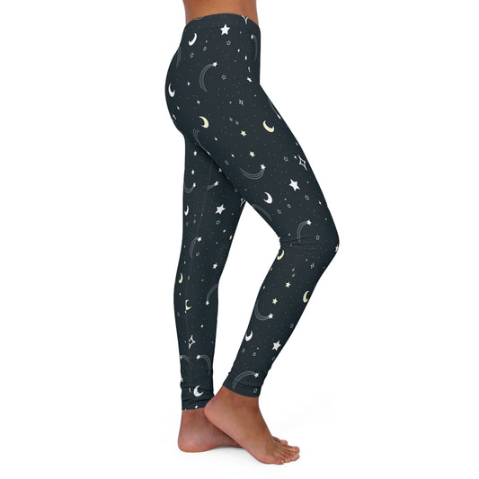 Moon and stars Celestial Women Leggings One of a Kind Gift  Unique Workout Activewear tights for Wife fitness, Mother, Girlfriend Christmas Gift