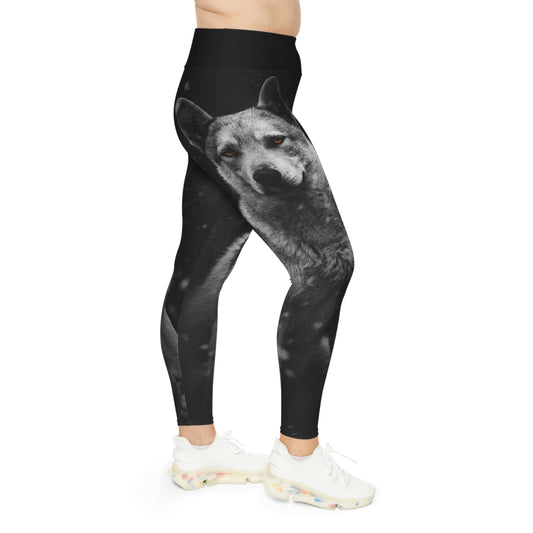 Wolf Gothic Plus Size Leggings One of a Kind Gift - Unique Workout Activewear tights for Mom fitness, Mothers Day, Girlfriend Christmas Gift