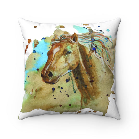 Horse watercolor Spun Polyester Square Pillow